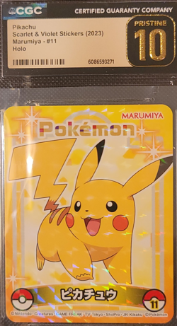 CGC 10 PRISTINE Pikachu Scarlet & Violet Marumiya Sticker #11 Holo Pokemon - Image 1