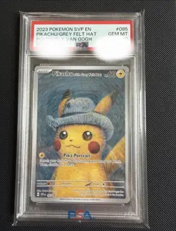 PSA 10 2023 Pokemon SVP 085 Pikachu with Grey Felt Hat Van Gogh Promo GEM MT - Image 1