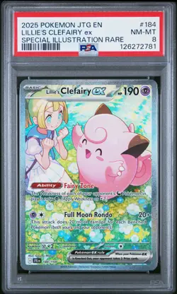 2025 POKEMON JTG EN-JOURNEY TOGETHER #184 LILLIE'S CLEFAIRY EX PSA 8 - Image 1