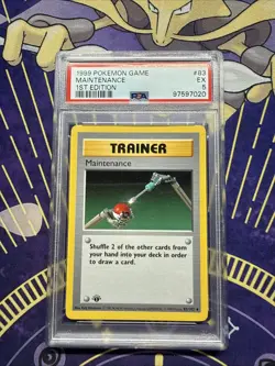 PSA 8 - Pokemon MAINTENANCE 83/102 1st Edition SHADOWLESS BASE SET PSA 5 - Image 1