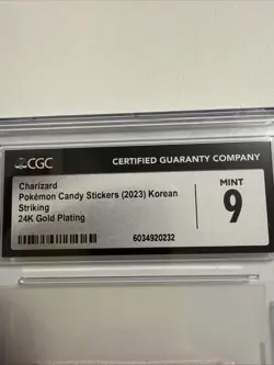 CGC Mint 9 Charizard 24k Gold Plated Sticker Pokemon - Image 4