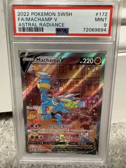 2022 POKEMON SWORD & SHIELD ASTRAL RADIANCE #172 FULL ART/MACHAMP V PSA 9 - Image 1