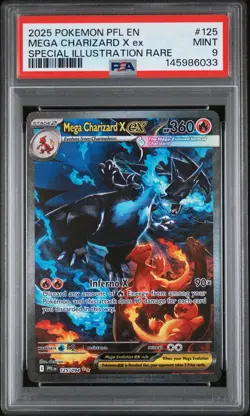 2025 POKEMON PFL EN-PHANTASMAL FLAMES #125 MEGA CHARIZARD X EX PSA 9 - Image 1