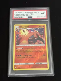2018 Pokemon Sun & Moon Charizard Rev.foil Dragon Majesty PSA 9 - Image 1