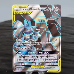 Lucario+Melmetal GX 203/214 Unbroken Bonds Full Art Ultra Rare Pokemon NM - Image 1
