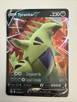 Tyranitar V 158/264 SWSH Fusion Strike Ext. Art Ultra Rare Holo Pokemon 2021 NM - Image 1