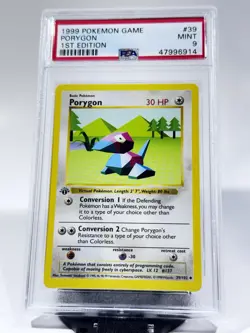 1999 POKEMON BASE SET 1ST EDITION SHADOWLESS #39 PORYGON - PSA 9 MINT - Image 1