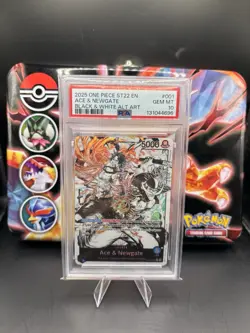2025 ONE PIECE ST22-001 STARTER DECK ACE & NEWGATE B&W PARALLEL ALT ART PSA 10✅ - Image 1