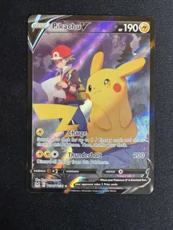 Pokemon TCG Pikachu v TG16/TG30 Lost Origin 2022 Full Art Holo Ultra Rare Card - Image 1