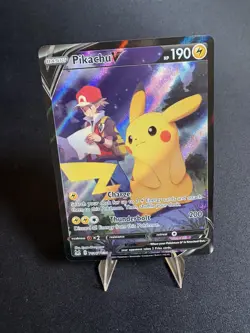 Pokemon TCG Pikachu v TG16/TG30 Lost Origin 2022 Full Art Holo Ultra Rare Card - Image 2