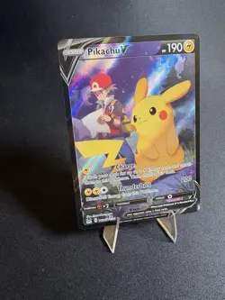 Pokemon TCG Pikachu v TG16/TG30 Lost Origin 2022 Full Art Holo Ultra Rare Card - Image 3