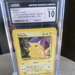 Pokemon Pikachu 008/034 Trading Card Game Classic CGC 10 Holo - Image 1