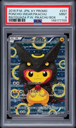 2016 POKEMON JPN XY PROMO #231 PONCHO-WEARING PIKACHU PSA 9 - Image 1