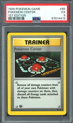 Pokemon Base Set 1st Edition Shadowless Pokemon Center 85/102 PSA 5 - Image 1