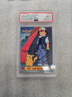 ASH KETCHUM TV1 - PSA 9/AUTO 10 VERONICA TAYLOR- 1999 Topps Pokemon - SERIES 1 - Image 1