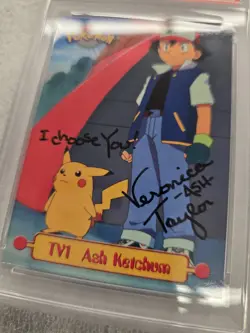 ASH KETCHUM TV1 - PSA 9/AUTO 10 VERONICA TAYLOR- 1999 Topps Pokemon - SERIES 1 - Image 3