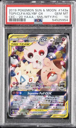 2019 POKEMON SUN & MOON COSMIC ECLIPSE TOGEPI & CLEFFA & IGGLYBUFF GX PSA 10 - Image 1