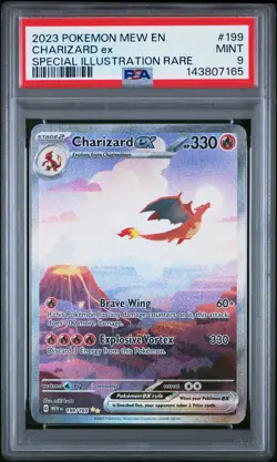 2023 POKEMON MEW EN-151 SPECIAL ILLUSTRATION RARE #199 CHARIZARD EX PSA 9 - Image 1