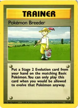 Pokemon TCG Pokemon Breeder Base Set 76/102 Regular Unlimited Rare DMG - Image 1