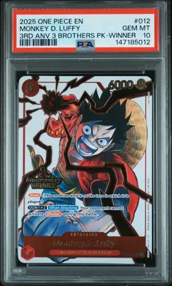 PSA 10 Sequential -Luffy Sabo Ace WINNER - One Piece 3rd Anniversary 3 Brothers - Image 2
