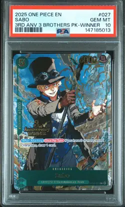 PSA 10 Sequential -Luffy Sabo Ace WINNER - One Piece 3rd Anniversary 3 Brothers - Image 4