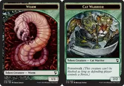 50 Token Cards - WORM / CAT WARRIOR - Commander 2018 (C18) - Magic MTG FTG - Image 1