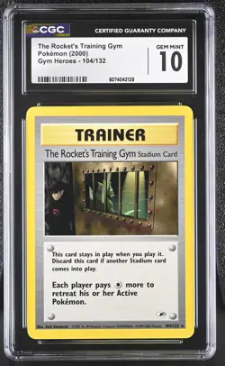 CGC 10 GEM MINT The Rocket's Training Gym 2000 Gym Heroes 104/132 Pokemon Card - Image 1
