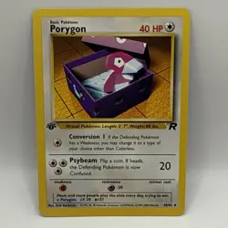 Pokemon - Team Rocket - 1st Edition - Porygon # 48/82 Vintage LP Trading Card - Image 1