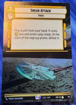 Star Wars Unlimited Spark Rebellion RARE Sneak Attack HYPERSPACE FOIL Card - Image 1