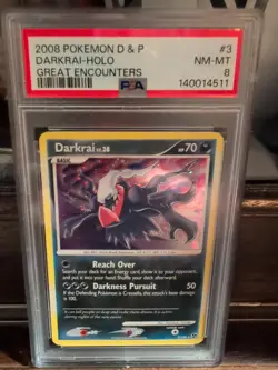 2008 Pokemon D&P Darkrai Holo Great Encounters PSA 8 - Image 1