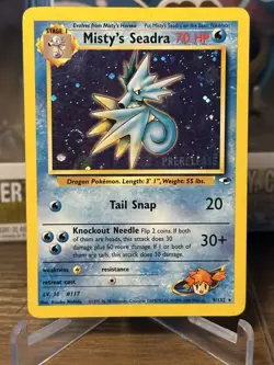 Pokemon TCG Misty's Seadra Holo Rare Gym Heroes Prerelease 9/132 - Image 1