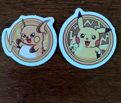 Pikachu Raichu Lot of 2 Pokemon Stickers - Image 1