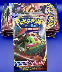 Pokemon TCG Sword And Shield Base Set Booster Pack Lot Of 10 Factory Sealed - Image 1