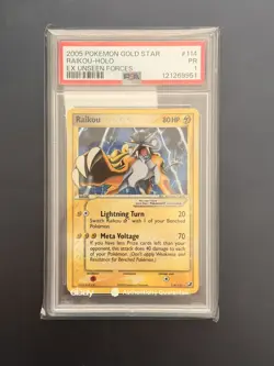 Pokemon Raikou Gold Star EX Unseen Forces #114 PSA 1 - Image 1