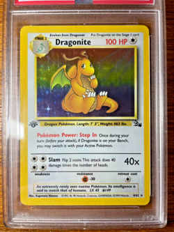1999 Pokemon Fossil Dragonite 4/62 Holo First Edition PSA 5 - Image 3