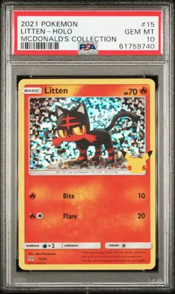 2021 Pokemon Mcdonald's Collection #15 Litten Holo PSA 10 - Image 1