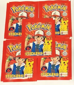 Lot of (5) 1999 Topps Merlin Pokemon Stickers Series 1 Sealed Booster Packs - Image 1