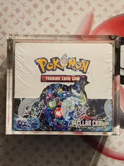 Pokemon TCG Scarlet & Violet Stellar Crown Booster Box Factory Sealed w/ Acrylic - Image 1