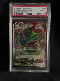 PSA 10 Rayquaza VMAX #102 2023 Crown Zenith Full Art Pokemon TCG - Image 1