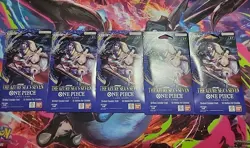 One Piece OP-14 Sleeved Booster Packs Lot of (5) Blister Packs Sealed - Image 1
