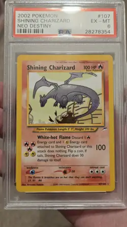 2002 Pokemon Neo Destiny Shining Charizard Holo Card PSA 6 107/105 - Image 1