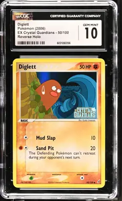 CGC 10 Diglett EX Crystal Guardians 50/100 Reverse Holo STAMPED Pokemon Card psa - Image 1