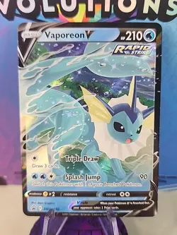 Pokemon Vaporeon V Rapid Strike Promo Holo SWSH150 Sword & Shield TCG Card - Image 1