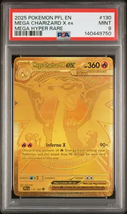 2025 POKEMON PFL EN-PHANTASMAL FLAMES MEGA HYPER RARE MEGA CHARIZARD X EX PSA 9 - Image 1