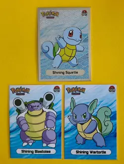 Squirtle Wartortle & Blastoise Evolution Pokemon ART Cards 1997 “SHINY” Set - Image 1