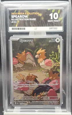 ACE 10 Spearow 151/132 Illustration Rare 2025 Mega Evolution Pokemon Card - Image 1