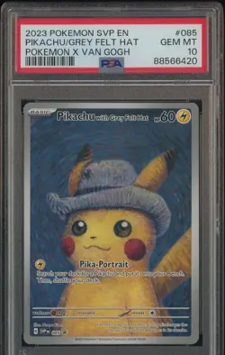 PSA 10 Van Gogh Pikachu with Grey Felt Hat SVP EN 085 Black Star Pokemon Card - Image 1