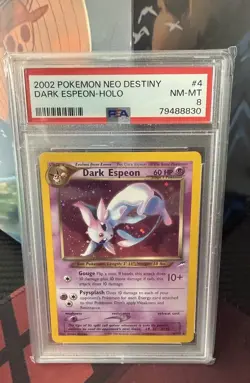Pokemon TCG Dark Espeon Neo Destiny Holo Rare 4/105 PSA 8 2002 English - Image 1