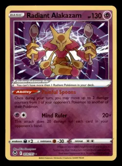 Radiant Alakazam Radiant Rare SWSH12: Silver Tempest 059/195 NM Pokemon - Image 1
