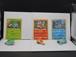 POKEMON GO Bulbasaur Charmander Squirtle Promo Set SWSH231 SWSH232 SWSH233 w/pin - Image 1